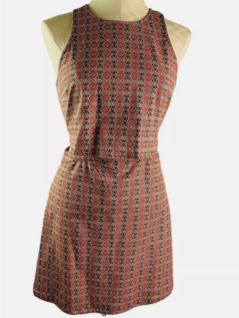 Hollister Sleeveless Mini Dress in Red and Black Geometric Print